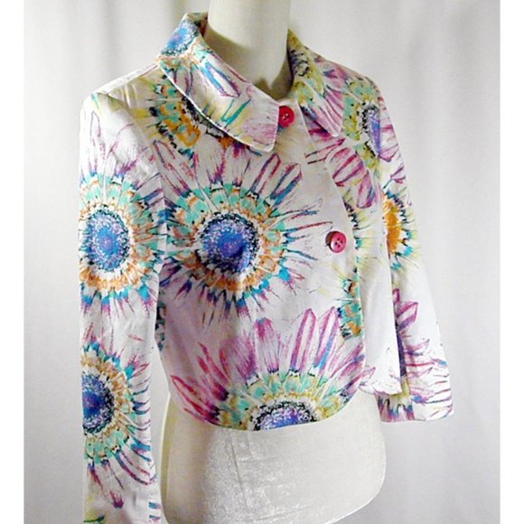 Harvé Bernard Vivacious Spring Blooming Floral Jacket - Picture 1 of 13